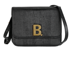 B Crossbody Bag, Leather, Black, 8147, DB, 3*